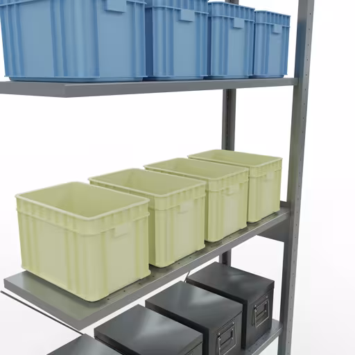 Abbildung Nr 11 des Artikels Anbauregal, Fachbodenregal Stecksystem MULTIplus150, 2500 x 1000 x 300 mm (HxBxT), 6 Fachböden, Kreuzstrebe, verzinkt aus der Produktgruppe Stecksystem von der Marke Schulte Lagertechnik