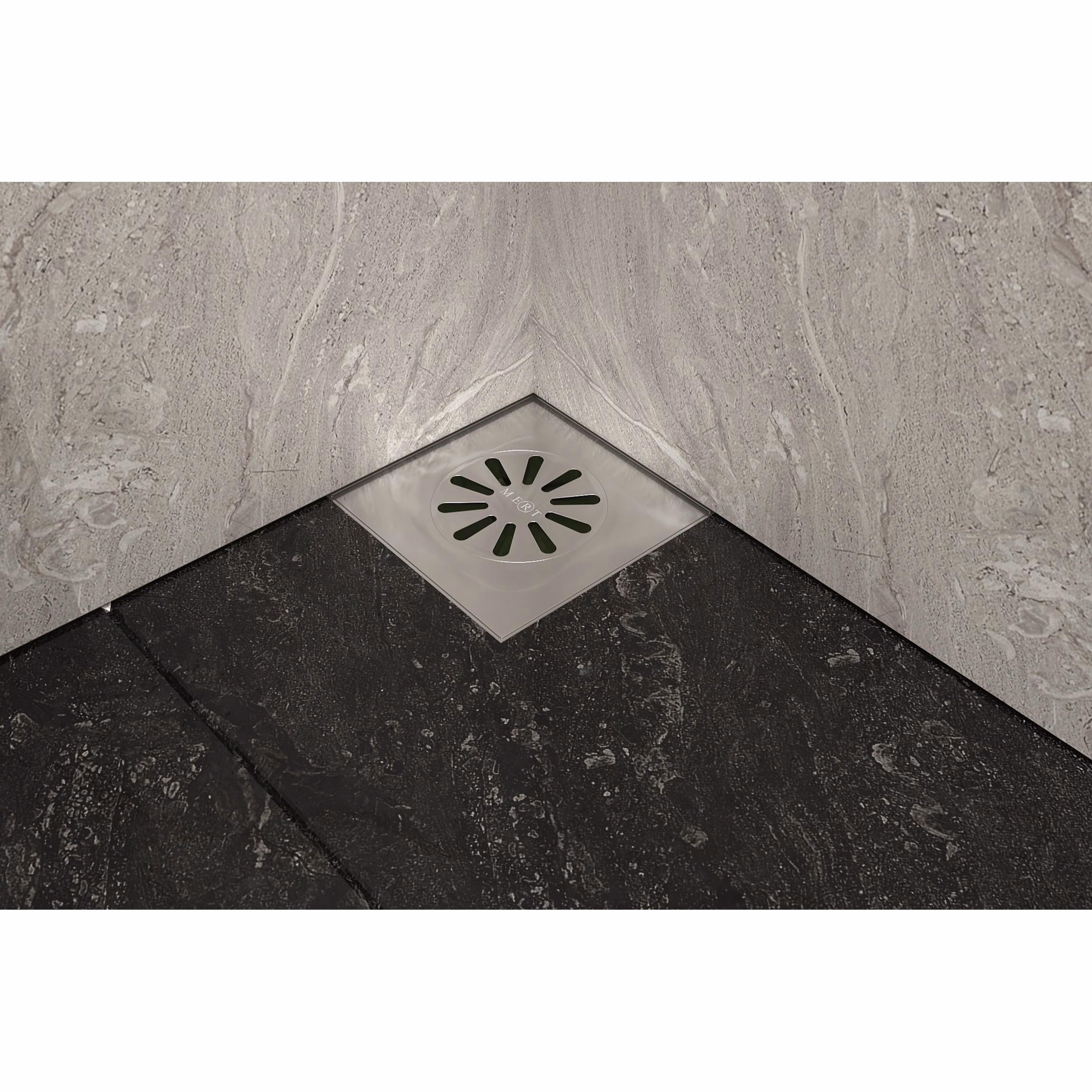 Ohne Text 3963933 MERT Bodenablauf HK-SERIE komplett aus Edelstahl mit Rost, 100x100 mm, senkrecht