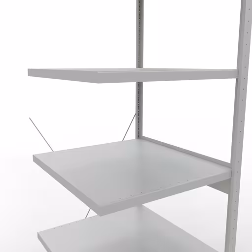 Abbildung Nr 14 des Artikels Anbauregal, Fachbodenregal Stecksystem MULTIplus250, 2500 x 750 x 800 mm (HxBxT), 6 Fachböden, Kreuzstrebe, RAL 7035 lichtgrau aus der Produktgruppe Stecksystem von der Marke Schulte Lagertechnik