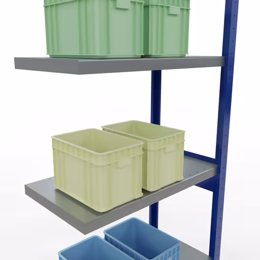 Abbildung Nr 14 des Artikels Anbauregal, Fachbodenregal Stecksystem MULTIplus250, 2500 x 750 x 400 mm (HxBxT), 6 Fachböden, Längenriegel, RAL 5010 enzianblau/verzinkt/verzinkt aus der Produktgruppe Stecksystem von der Marke Schulte Lagertechnik