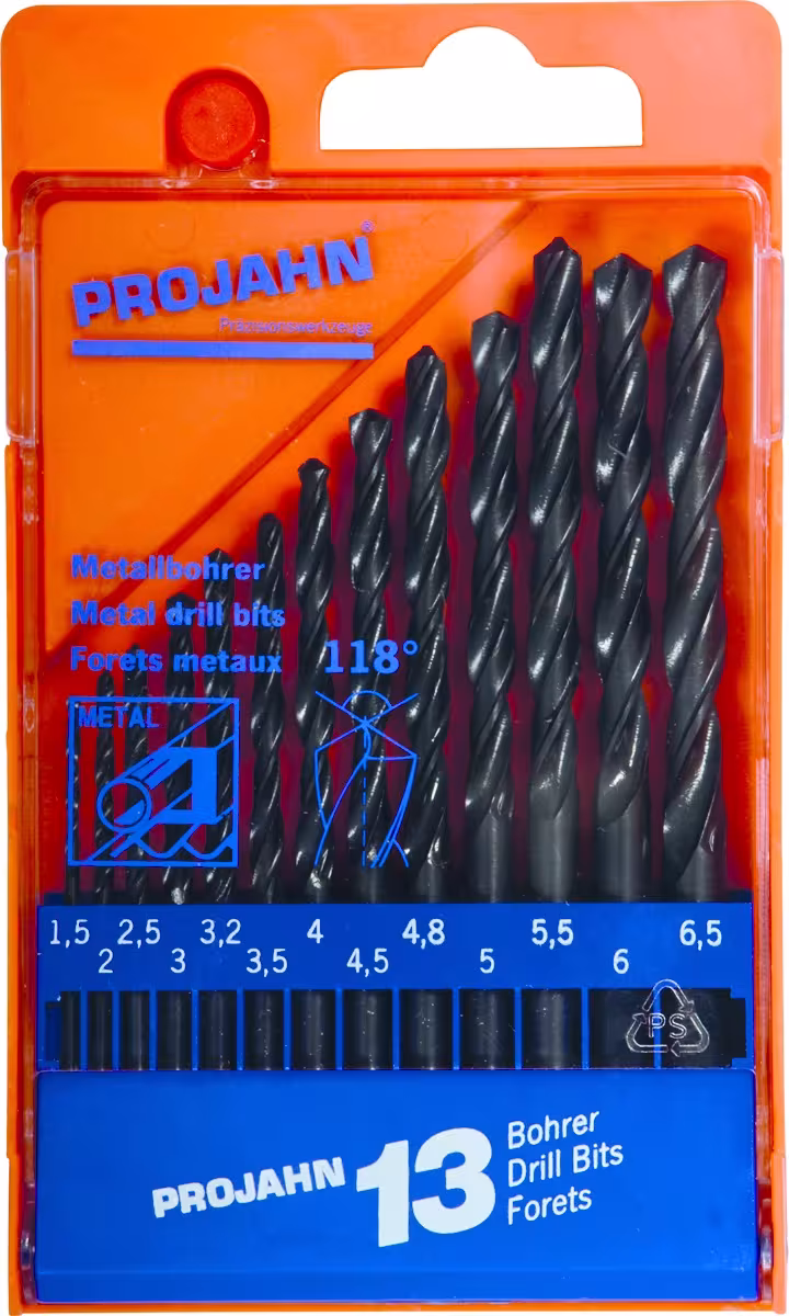Kunststoffkassette HSS 13tlg 1,5-6,5/0,5 + 3,2 +4,8 aus der Kategorie Bohrer mit der Artikelnummer 67000