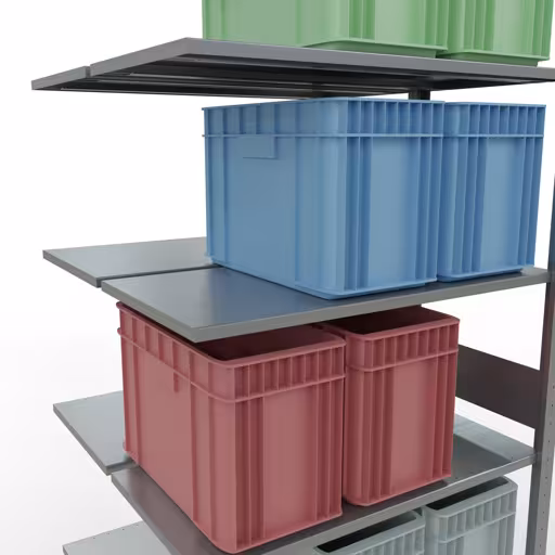 Anbauregal, Doppelregal, Fachbodenregal Stecksystem MULTIplus150, 3000 x 1000 x (2x500) mm (HxBxT), 2x7 Fachböden, Längenriegel, verzinkt von Schulte Lagertechnik aus der Kategorie Fachbodenregale