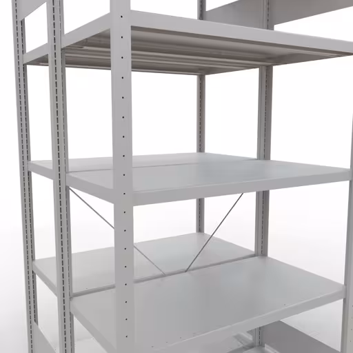 Grundregal, Doppelregal, Fachbodenregal Stecksystem MULTIplus250, 2000 x 1000 x (2x500) mm (HxBxT), 2x5 Fachböden, Kreuzstrebe, RAL 7035 lichtgrau von Schulte Lagertechnik mit der Artikelnr. 32150-G