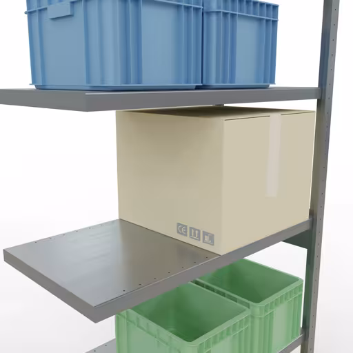 Anbauregal, Fachbodenregal Stecksystem MULTIplus250, 2500 x 1000 x 500 mm (HxBxT), 6 Fachböden, Längenriegel, verzinkt von der Marke Schulte Lagertechnik aus der Produktreihe Stecksystem