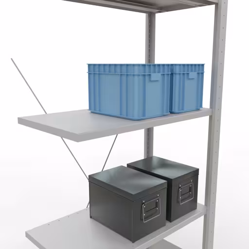 Produktbild Nr.8 des Artikels Anbauregal, Fachbodenregal Stecksystem MULTIplus150, 2000 x 750 x 400 mm (HxBxT), 5 Fachböden, Kreuzstrebe, RAL 7035 lichtgrau aus der Produktreihe Stecksystem von der Marke Schulte Lagertechnik