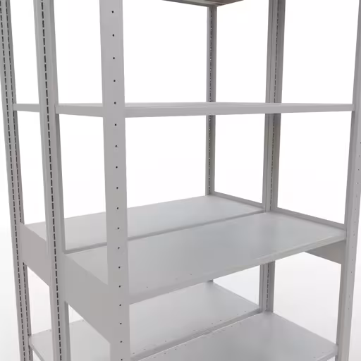 Grundregal, Doppelregal, Fachbodenregal Stecksystem MULTIplus150, 2500 x 1000 x (2x400) mm (HxBxT), 2x6 Fachböden, Längenriegel, RAL 7035 lichtgrau von Schulte Lagertechnik aus der Kategorie Fachbodenregale