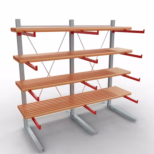 Produktbild Nr 10 des Artikels K 6000 Komplettregal, einseitig, 3000 x 3000 x 1250 mm, RAL 7001 / RAL 3000, 5 Lagerebenen Abbildung Nr 10 des Artikels K 6000 Komplettregal, einseitig, 3000 x 3000 x 1250 mm, RAL 7001 / RAL 3000, 5 Lagerebenen aus der Produktgruppe Kragarmregale von der Marke Schulte Lagertechnik