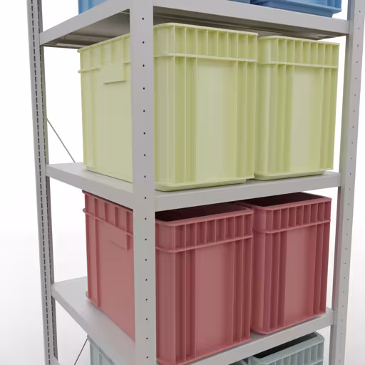 Abbildung Nr 7 des Artikels Grundregal, Fachbodenregal Stecksystem MULTIplus250, 2000 x 750 x 800 mm (HxBxT), 5 Fachböden, Kreuzstrebe, RAL 7035 lichtgrau aus der Produktgruppe Stecksystem von der Marke Schulte Lagertechnik