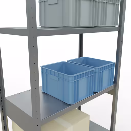 Zusatzbild des Artikels Grundregal, Fachbodenregal Stecksystem MULTIplus250, 3000 x 1000 x 500 mm (HxBxT), 7 Fachböden, Längenriegel, verzinkt aus Grundregal