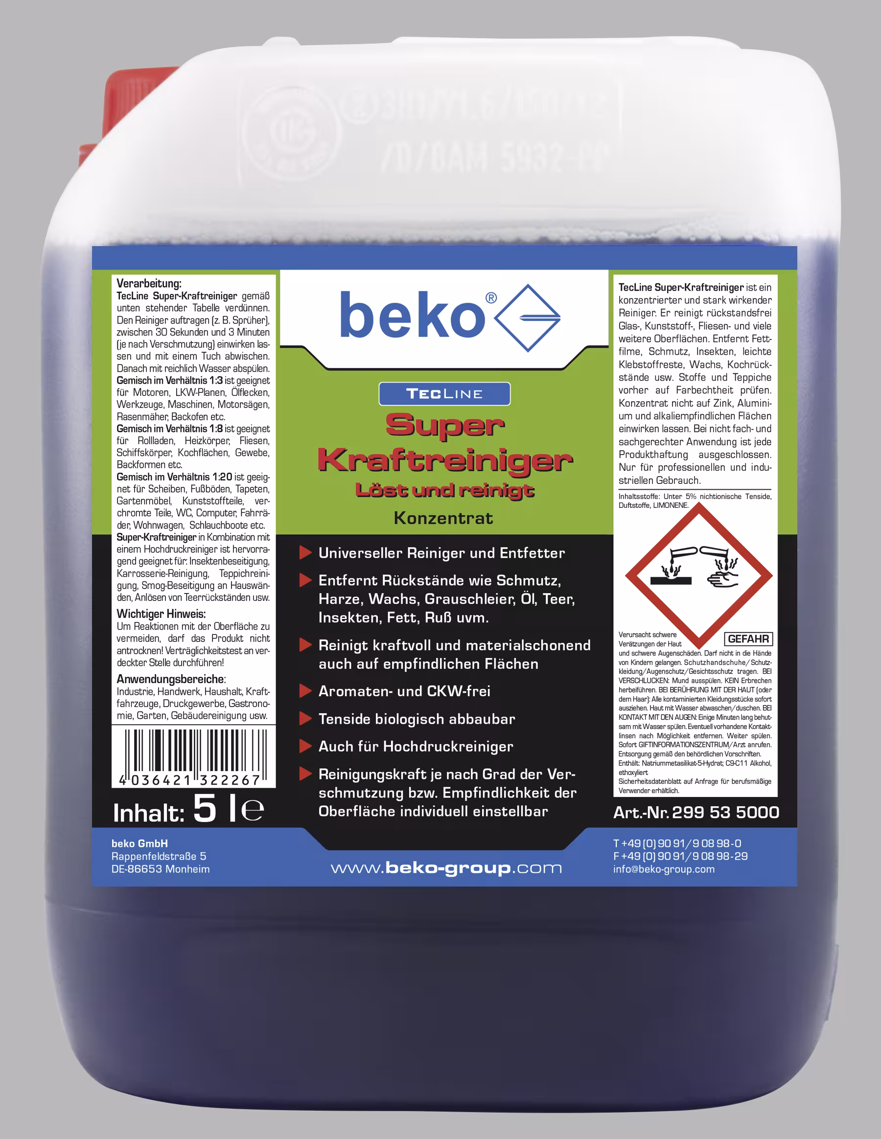 TecLine Super-Kraftreiniger -Konzentrat- 30 l Kanister von Beko TecLine Super-Kraftreiniger -Konzentrat- 30 l Kanister aus der Kategorie Universalreiniger mit der Artikelnr. 299 53 0030