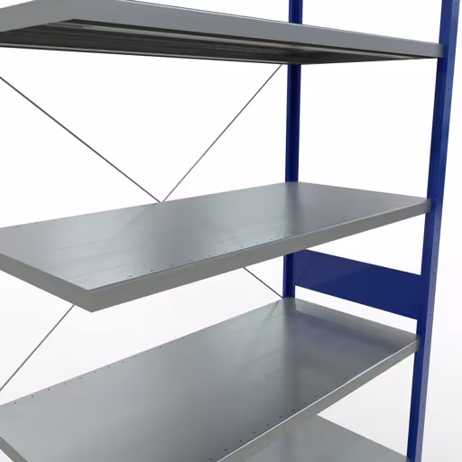 Produktbild Nr 13 des Artikels Anbauregal, Fachbodenregal Stecksystem MULTIplus250, 3000 x 1300 x 600 mm (HxBxT), 7 Fachböden, Kreuzstrebe, RAL 5010 enzianblau/verzinkt Abbildung Nr 13 des Artikels Anbauregal, Fachbodenregal Stecksystem MULTIplus250, 3000 x 1300 x 600 mm (HxBxT), 7 Fachböden, Kreuzstrebe, RAL 5010 enzianblau/verzinkt aus der Produktgruppe Stecksystem von der Marke Schulte Lagertechnik