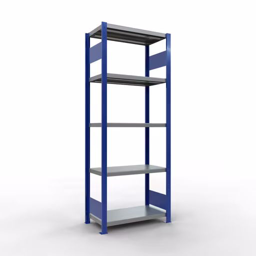 Abbildung Nr 13 des Artikels Grundregal, Fachbodenregal Stecksystem MULTIplus250, 2000 x 750 x 400 mm (HxBxT), 5 Fachböden, Längenriegel, RAL 5010 enzianblau/verzinkt/verzinkt aus der Produktgruppe Stecksystem von der Marke Schulte Lagertechnik