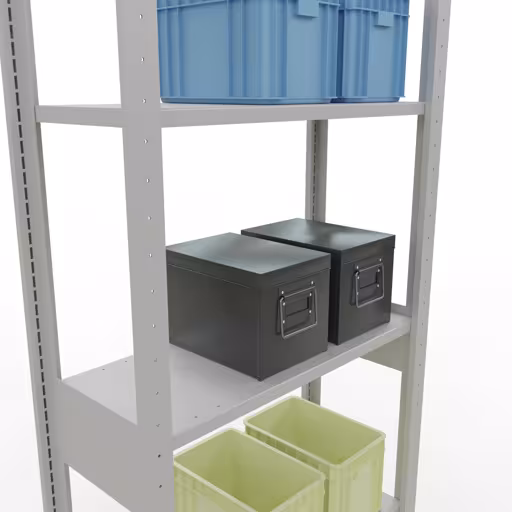 Grundregal, Fachbodenregal Stecksystem MULTIplus150, 2500 x 750 x 300 mm (HxBxT), 6 Fachböden, Längenriegel, RAL 7035 lichtgrau von Schulte Lagertechnik aus der Kategorie Stecksystem