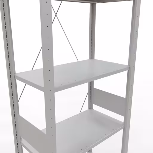 Grundregal, Fachbodenregal Stecksystem MULTIplus150, 3000 x 750 x 400 mm (HxBxT), 7 Fachböden, Kreuzstrebe, RAL 7035 lichtgrau von Schulte Lagertechnik mit der Artikelnr. 32642-75