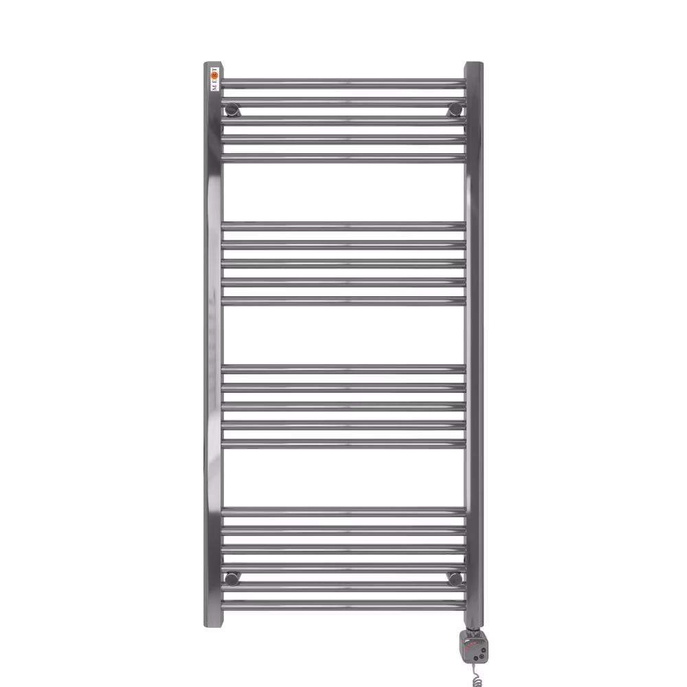 MERT Elektro-Badheizkörper verchromt, gerade, 600x1200 mm mit MERT KMX1 Regler mit Heizstab 400 Watt