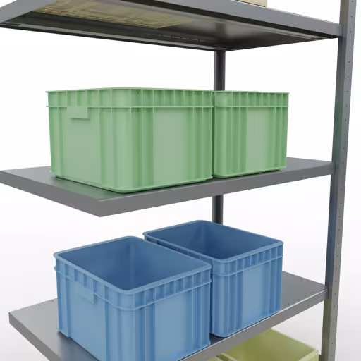 Abbildung Nr 12 des Artikels Anbauregal, Fachbodenregal Stecksystem MULTIplus250, 2000 x 1000 x 600 mm (HxBxT), 5 Fachböden, Längenriegel, verzinkt aus der Produktgruppe Stecksystem von der Marke Schulte Lagertechnik