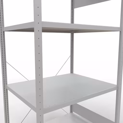 Grundregal, Fachbodenregal Stecksystem MULTIplus330, 2000 x 1000 x 800 mm (HxBxT), 5 Fachböden, Kreuzstrebe, RAL 7035 lichtgrau von der Marke Schulte Lagertechnik aus der Produktreihe Stecksystem