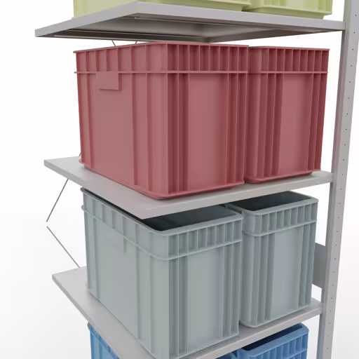 Produktbild Nr.15 des Artikels Anbauregal, Fachbodenregal Stecksystem MULTIplus150, 3000 x 750 x 800 mm (HxBxT), 7 Fachböden, Kreuzstrebe, RAL 7035 lichtgrau aus der Produktreihe Stecksystem von der Marke Schulte Lagertechnik