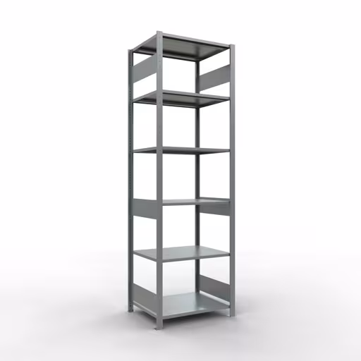 Grundregal, Fachbodenregal Stecksystem MULTIplus150, 2500 x 750 x 600 mm (HxBxT), 6 Fachböden, Längenriegel, verzinkt aus der Kategorie Grundregal mit der Artikelnummer 12761-75-LR