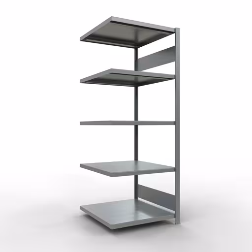 Anbauregal, Fachbodenregal Stecksystem MULTIplus250, 2000 x 750 x 800 mm (HxBxT), 5 Fachböden, Längenriegel, verzinkt aus der Kategorie Anbauregal mit der Artikelnummer 12985-75-LR