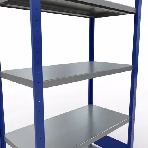 Grundregal, Fachbodenregal Stecksystem MULTIplus330, 2000 x 1000 x 500 mm (HxBxT), 5 Fachböden, Längenriegel, RAL 5010 enzianblau/verzinkt von Schulte Lagertechnik mit der Artikelnr. 13950-LR-B