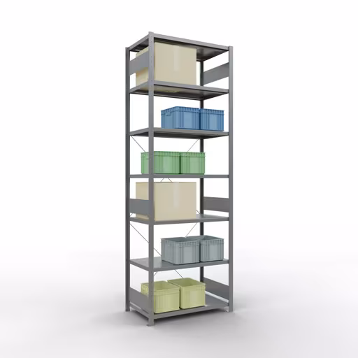 Abbildung Nr 15 des Artikels Grundregal, Fachbodenregal Stecksystem MULTIplus330, 3000 x 1000 x 600 mm (HxBxT), 7 Fachböden, Kreuzstrebe, verzinkt aus der Produktgruppe Stecksystem von der Marke Schulte Lagertechnik