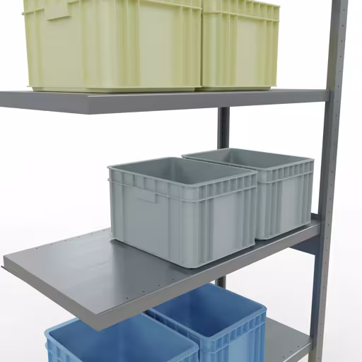 Abbildung Nr 14 des Artikels Anbauregal, Fachbodenregal Stecksystem MULTIplus330, 2500 x 1000 x 500 mm (HxBxT), 6 Fachböden, Kreuzstrebe, verzinkt aus der Produktgruppe Stecksystem von der Marke Schulte Lagertechnik