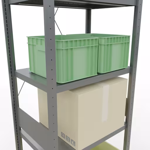 Abbildung Nr 13 des Artikels Grundregal, Fachbodenregal Stecksystem MULTIplus250, 3000 x 750 x 500 mm (HxBxT), 7 Fachböden, Kreuzstrebe, verzinkt aus der Produktgruppe Stecksystem von der Marke Schulte Lagertechnik