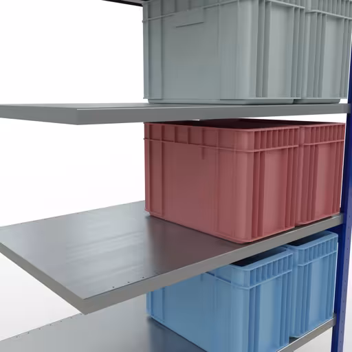 Produktbild Nr 14 des Artikels Anbauregal, Fachbodenregal Stecksystem MULTIplus250, 2500 x 1300 x 800 mm (HxBxT), 6 Fachböden, Längenriegel, RAL 5010 enzianblau/verzinkt Abbildung Nr 14 des Artikels Anbauregal, Fachbodenregal Stecksystem MULTIplus250, 2500 x 1300 x 800 mm (HxBxT), 6 Fachböden, Längenriegel, RAL 5010 enzianblau/verzinkt aus der Produktgruppe Stecksystem von der Marke Schulte Lagertechnik