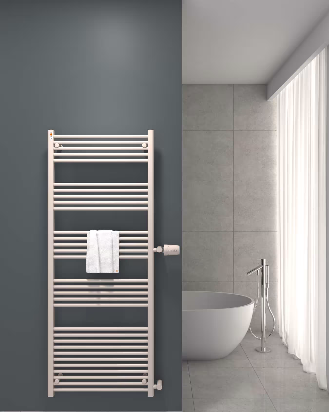 MERT Austausch Badheizkörper weiß gerade, Anschluss an der Seite Typ Größe: 750x1750 mm aus der Kategorie Austausch-Heizkörper  mit der Artikelnr. 1-75x175-ASR-90