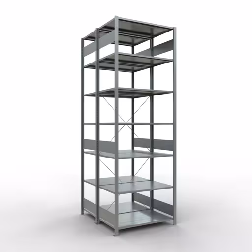 Abbildung Nr 11 des Artikels Grundregal, Doppelregal, Fachbodenregal Stecksystem MULTIplus150, 3000 x 1000 x (2x1200) mm (HxBxT), 2x7 Fachböden, Kreuzstrebe, verzinkt aus der Produktgruppe Fachbodenregale von der Marke Schulte Lagertechnik