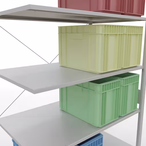 Produktbild Nr.13 des Artikels Stecksystem Anbauregal 3000x1300x800 mm, Typ 150 kg, lichtgrau aus der Produktreihe Stecksystem von der Marke Schulte Lagertechnik