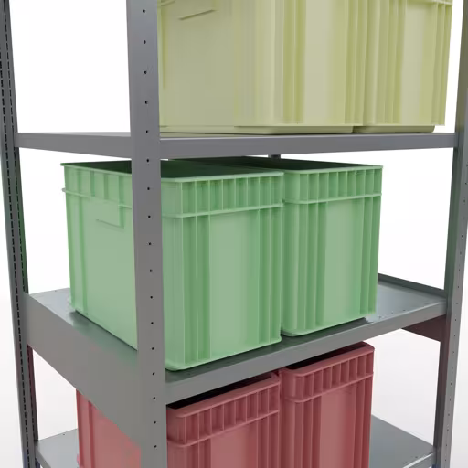 Produktbild Nr 15 des Artikels Grundregal, Fachbodenregal Stecksystem MULTIplus330, 2500 x 1000 x 800 mm (HxBxT), 6 Fachböden, Kreuzstrebe, verzinkt Abbildung Nr 15 des Artikels Grundregal, Fachbodenregal Stecksystem MULTIplus330, 2500 x 1000 x 800 mm (HxBxT), 6 Fachböden, Kreuzstrebe, verzinkt aus der Produktgruppe Stecksystem von der Marke Schulte Lagertechnik