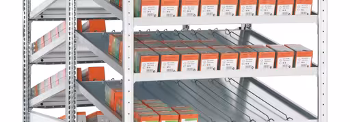 Andere Ansicht des Artikels Zusatzebene für Doppel-Kanbanregal MULTIplus150, 1000 x 2x800, verzinkt, mit Trenn- und Seitenführungen Andere Ansicht des Artikels Zusatzebene für Doppel-Kanbanregal MULTIplus150, 1000 x 2x800, verzinkt, mit Trenn- und Seitenführungen aus der Kategorie Fachbodenregale