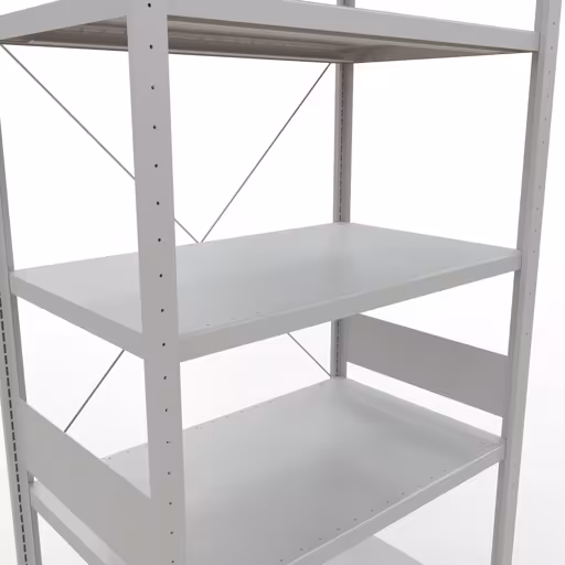 Produktbild Nr.15 des Artikels Grundregal, Fachbodenregal Stecksystem MULTIplus250, 3000 x 1000 x 600 mm (HxBxT), 7 Fachböden, Kreuzstrebe, RAL 7035 lichtgrau aus der Produktreihe Stecksystem von der Marke Schulte Lagertechnik