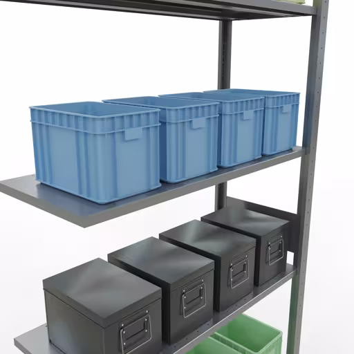 Abbildung Nr 12 des Artikels Anbauregal, Fachbodenregal Stecksystem MULTIplus85, 3000 x 1000 x 400 mm (HxBxT), 7 Fachböden, Längenriegel, verzinkt aus der Produktgruppe Stecksystem von der Marke Schulte Lagertechnik