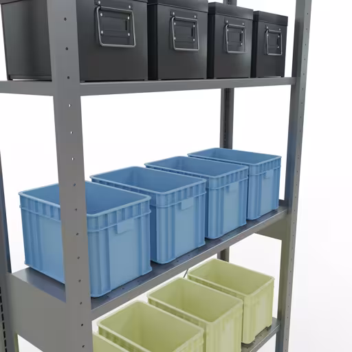 Abbildung Nr 12 des Artikels Grundregal, Fachbodenregal Stecksystem MULTIplus85, 2500 x 1000 x 300 mm (HxBxT), 6 Fachböden, Kreuzstrebe, verzinkt aus der Produktgruppe Stecksystem von der Marke Schulte Lagertechnik