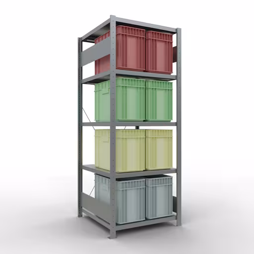 Abbildung Nr 13 des Artikels Grundregal, Fachbodenregal Stecksystem MULTIplus250, 2000 x 750 x 800 mm (HxBxT), 5 Fachböden, Kreuzstrebe, verzinkt aus der Produktgruppe Stecksystem von der Marke Schulte Lagertechnik