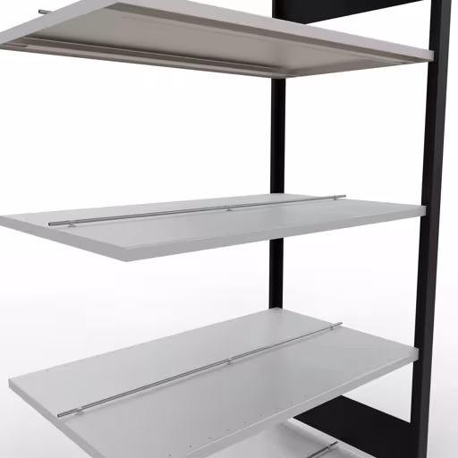 Abbildung Nr 14 des Artikels Anbauregal, Büro-Fachbodenregal Stecksystem MULTIplus150, 1800 x 1000 x 600 mm (HxBxT), 5 Fachböden, Längenriegel, mit Mittelanschlag, schwarz/lichtgrau aus der Produktgruppe Büroregale von der Marke Schulte Lagertechnik