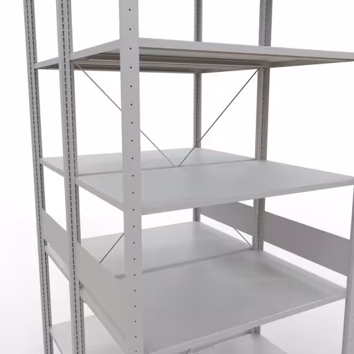 Zusatzbild des Artikels Grundregal, Doppelregal, Fachbodenregal Stecksystem MULTIplus150, 3000 x 1000 x (2x1200) mm (HxBxT), 2x7 Fachböden, Kreuzstrebe, RAL 7035 lichtgrau aus Doppelregale