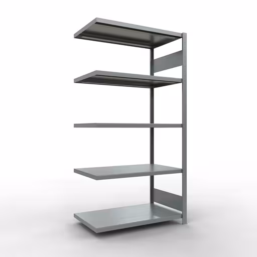 Anbauregal, Fachbodenregal Stecksystem MULTIplus250, 2000 x 1000 x 600 mm (HxBxT), 5 Fachböden, Längenriegel, verzinkt aus der Kategorie Anbauregal mit der Artikelnummer 12965-LR