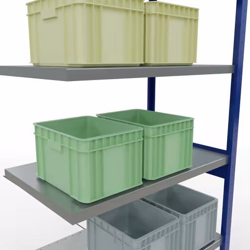 Abbildung Nr 14 des Artikels Anbauregal, Fachbodenregal Stecksystem MULTIplus330, 2500 x 1000 x 600 mm (HxBxT), 6 Fachböden, Kreuzstrebe, RAL 5010 enzianblau/verzinkt aus der Produktgruppe Stecksystem von der Marke Schulte Lagertechnik