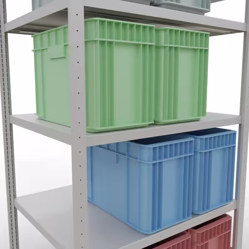Abbildung Nr 13 des Artikels Grundregal, Fachbodenregal Stecksystem MULTIplus250, 2000 x 1000 x 800 mm (HxBxT), 5 Fachböden, Längenriegel, RAL 7035 lichtgrau aus der Produktgruppe Stecksystem von der Marke Schulte Lagertechnik