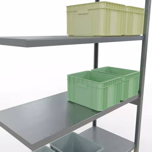 Abbildung Nr 15 des Artikels Anbauregal, Fachbodenregal Stecksystem MULTIplus250, 3000 x 1300 x 600 mm (HxBxT), 7 Fachböden, Längenriegel, verzinkt aus der Produktgruppe Stecksystem von der Marke Schulte Lagertechnik