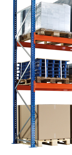Palettenregal-Ständerahmen S645-B25, unmontiert, 8500x800 mm, blau/verzinkt von Schulte Lagertechnik mit der Artikelnr. 46213
