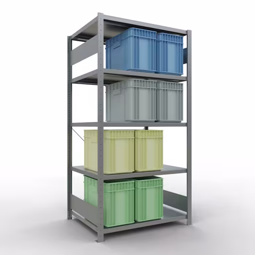 Produktbild Nr.6 des Artikels Grundregal, Fachbodenregal Stecksystem MULTIplus250, 2000 x 1000 x 800 mm (HxBxT), 5 Fachböden, Kreuzstrebe, verzinkt aus der Produktreihe Stecksystem von der Marke Schulte Lagertechnik