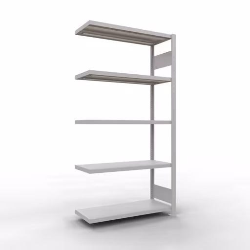 Anbauregal, Fachbodenregal Stecksystem MULTIplus330, 2000 x 1000 x 400 mm (HxBxT), 5 Fachböden, Längenriegel, RAL 7035 lichtgrau aus der Kategorie Anbauregal mit der Artikelnummer 33845-LR