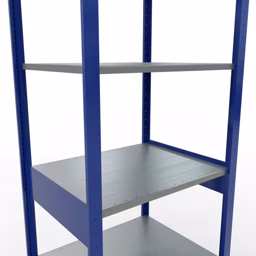 Grundregal, Fachbodenregal Stecksystem MULTIplus150, 2500 x 750 x 600 mm (HxBxT), 6 Fachböden, Längenriegel, RAL 5010 enzianblau/verzinkt/verzinkt mit der GTIN 4004514280916 Grundregal, Fachbodenregal Stecksystem MULTIplus150, 2500 x 750 x 600 mm (HxBxT), 6 Fachböden, Längenriegel, RAL 5010 enzianblau/verzinkt/verzinkt von Schulte Lagertechnik mit der Artikelnr. 12761-75-LR-B