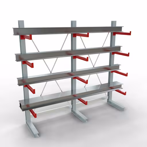 Produktbild Nr 12 des Artikels K 3000 Komplettregal, einseitig, 2500 x 2600 x 600 mm, RAL 7001 / RAL 3000, 5 Lagerebenen Abbildung Nr 12 des Artikels K 3000 Komplettregal, einseitig, 2500 x 2600 x 600 mm, RAL 7001 / RAL 3000, 5 Lagerebenen aus der Produktgruppe Kragarmregale von der Marke Schulte Lagertechnik