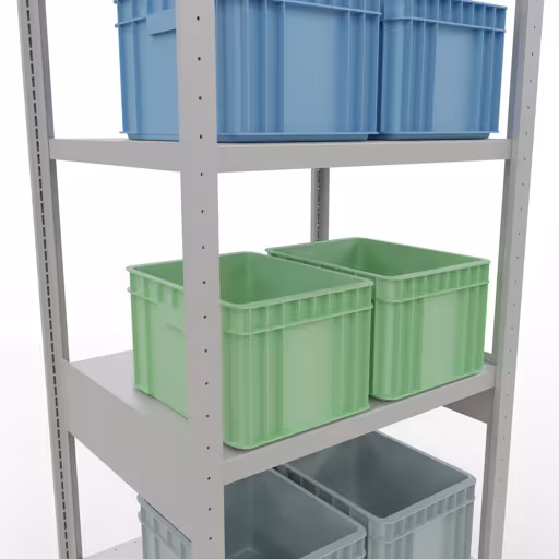 Abbildung Nr 9 des Artikels Grundregal, Fachbodenregal Stecksystem MULTIplus250, 2500 x 750 x 600 mm (HxBxT), 6 Fachböden, Längenriegel, RAL 7035 lichtgrau aus der Produktgruppe Stecksystem von der Marke Schulte Lagertechnik